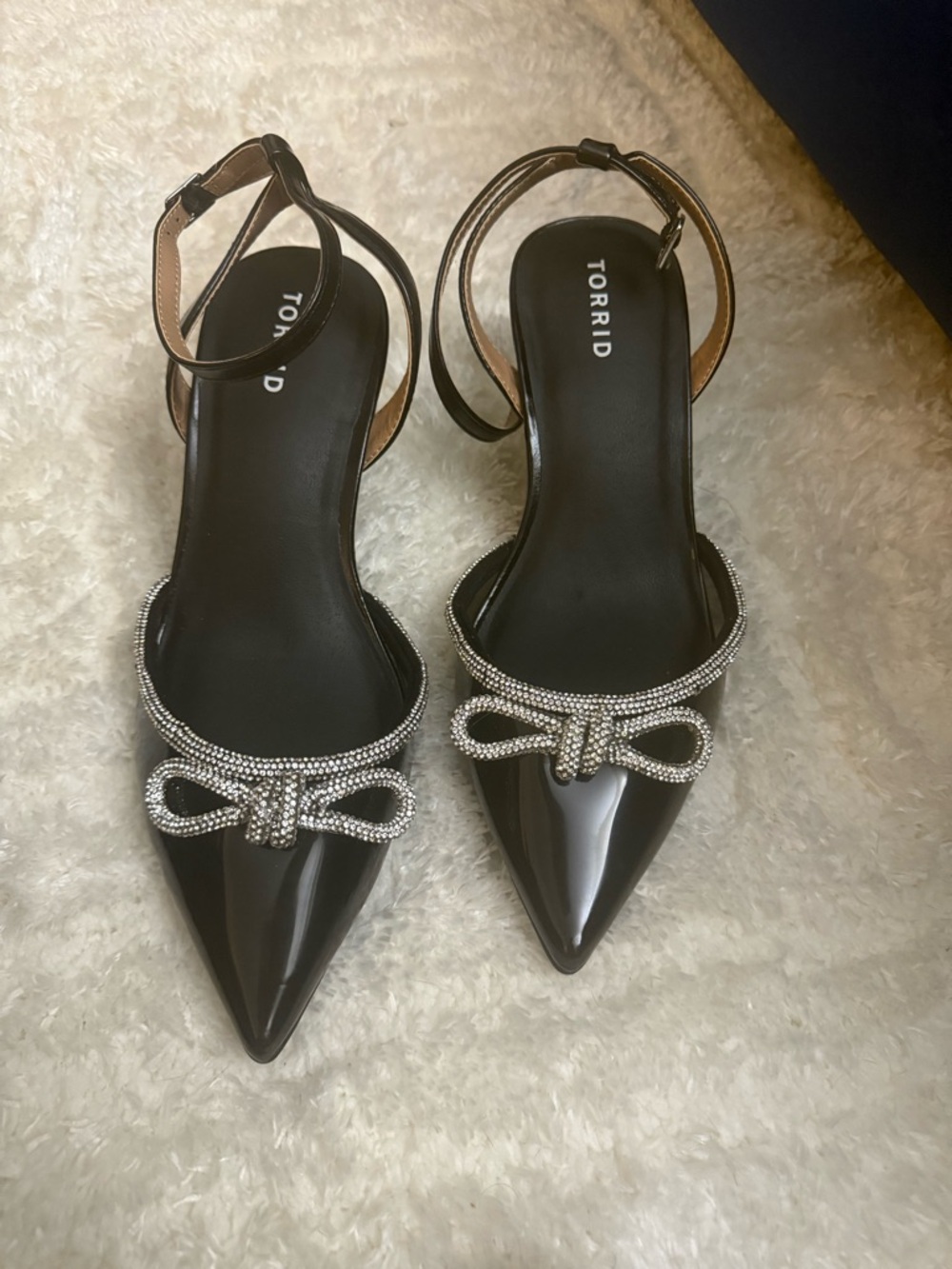 Torrid Embellished Bow Pointed Toe Heel Black Plus Size 10.5